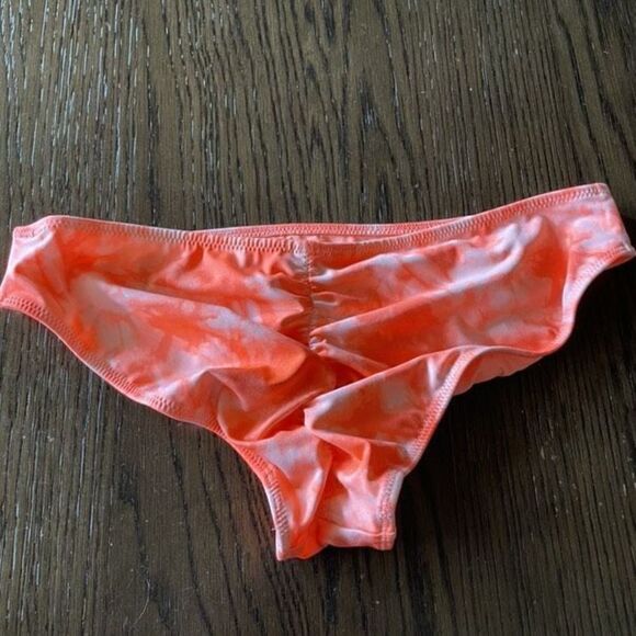 PINK Victorias Secret Coral Orange Tie Dye Bikini Bottoms, L - Picture 2 of 4